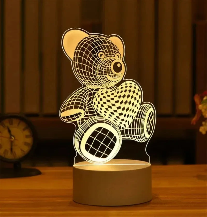 3D LED Heart Table Lamp
