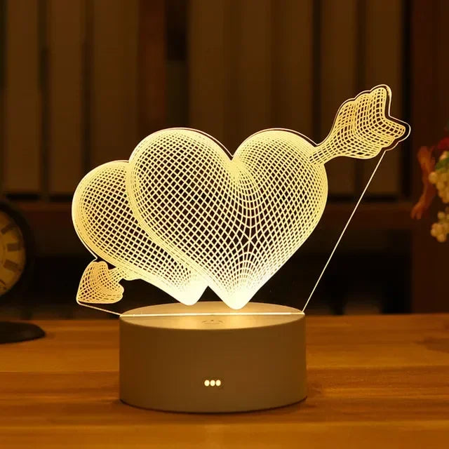 3D LED Heart Table Lamp