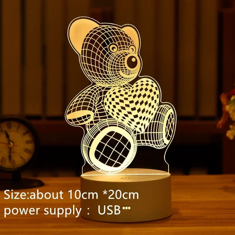 3D LED Heart Table Lamp