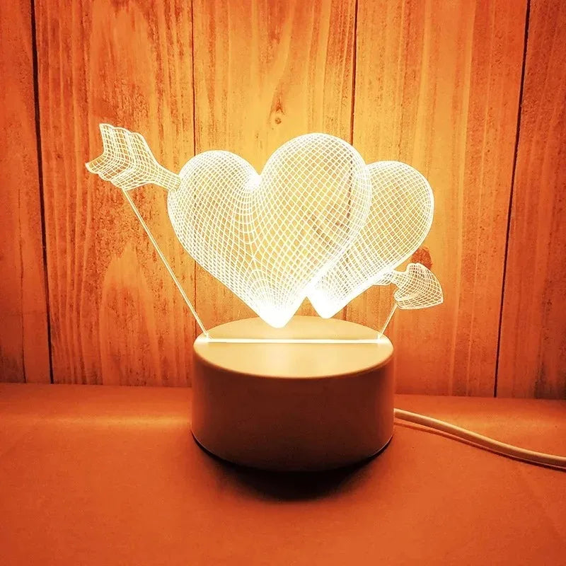 3D LED Heart Table Lamp