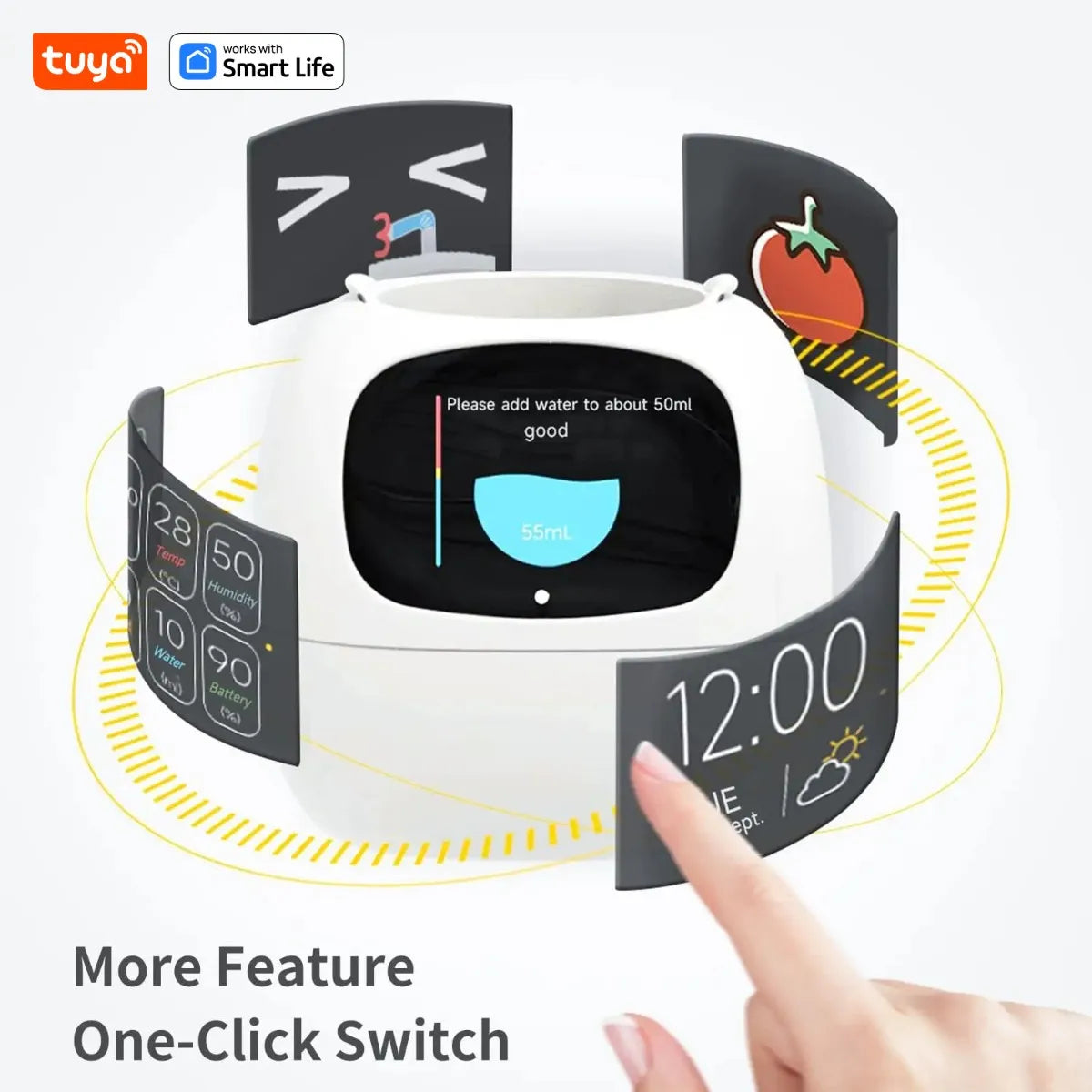 AI Smart Plant Pot with Face Expressions, Fun Plant Raising with Care