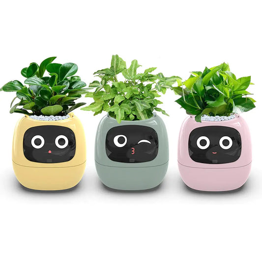 AI Smart Plant Pot with Face Expressions, Fun Plant Raising with Care