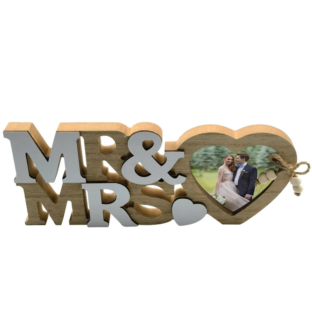 Wooden Craft Photo Frame "MR & MRS"