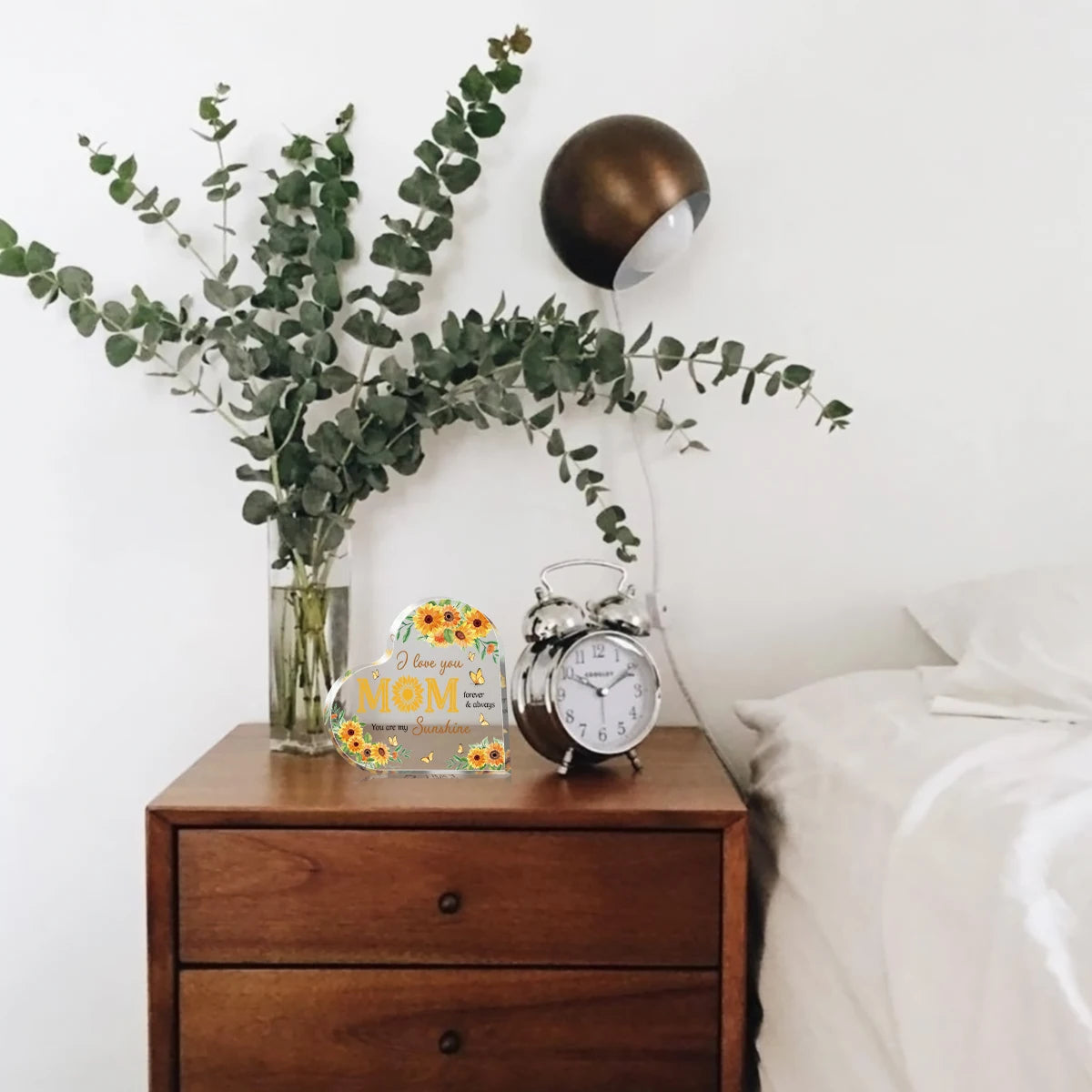 Transparent Acrylic Heart Plaque "I Love You Mom", Ideal Gift For Mom, Mother