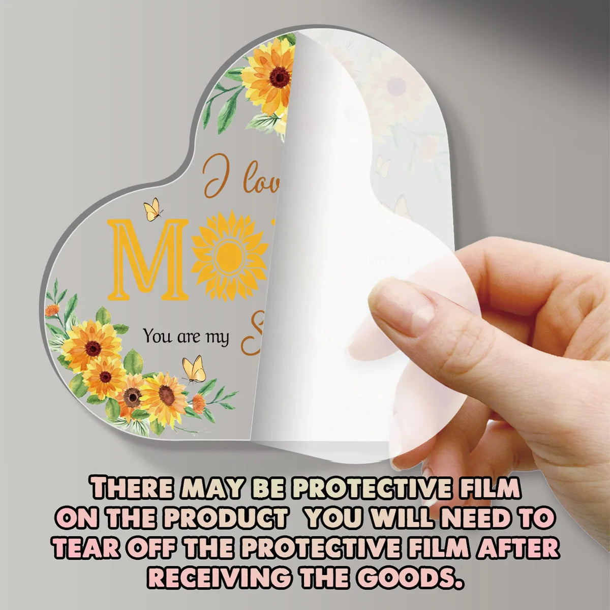Transparent Acrylic Heart Plaque "I Love You Mom", Ideal Gift For Mom, Mother