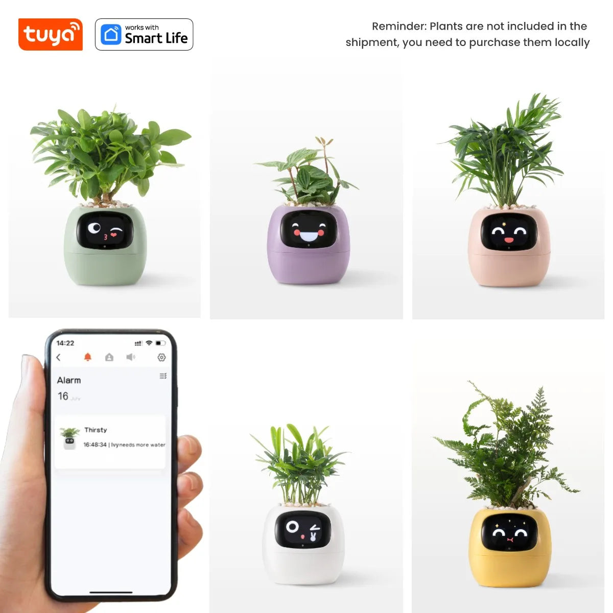 AI Smart Plant Pot with Face Expressions, Fun Plant Raising with Care